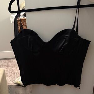 Aritzia Black Faux Leather Bustier Tank Top
